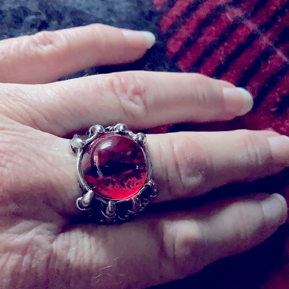 Vintage-Style Punk Large Red Dragon Eye Silver Alloy Adjustable Ring H217 - Picture 3 of 16